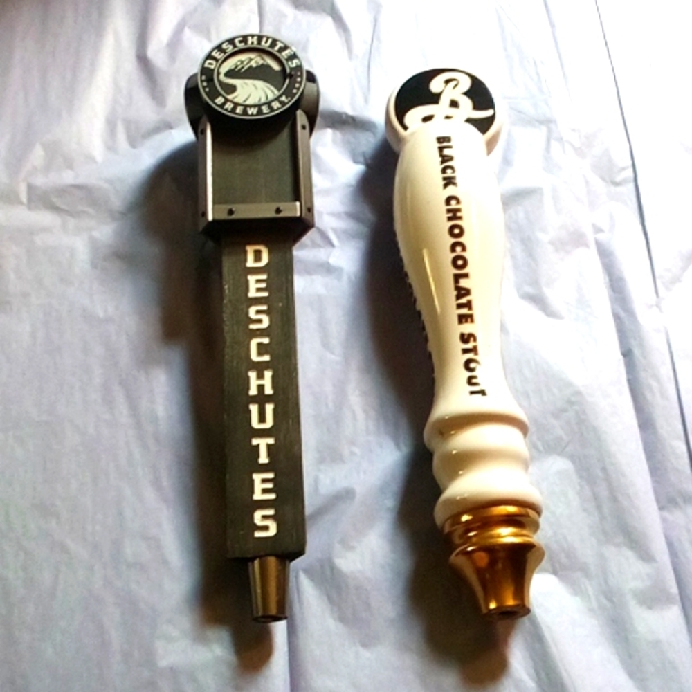 Beer taps Black Chocolate Stout and Deschutes Brewery very good quality brass &